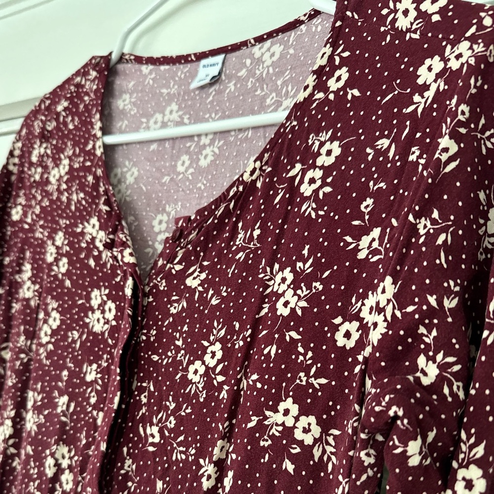 Old Navy Burgundy Floral Maxi Dress